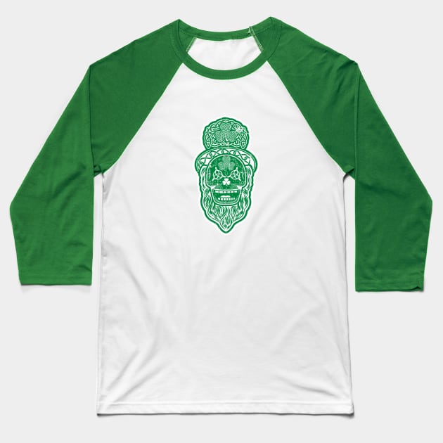 Celtic Sugar Skull (green) Baseball T-Shirt by SaltyCult